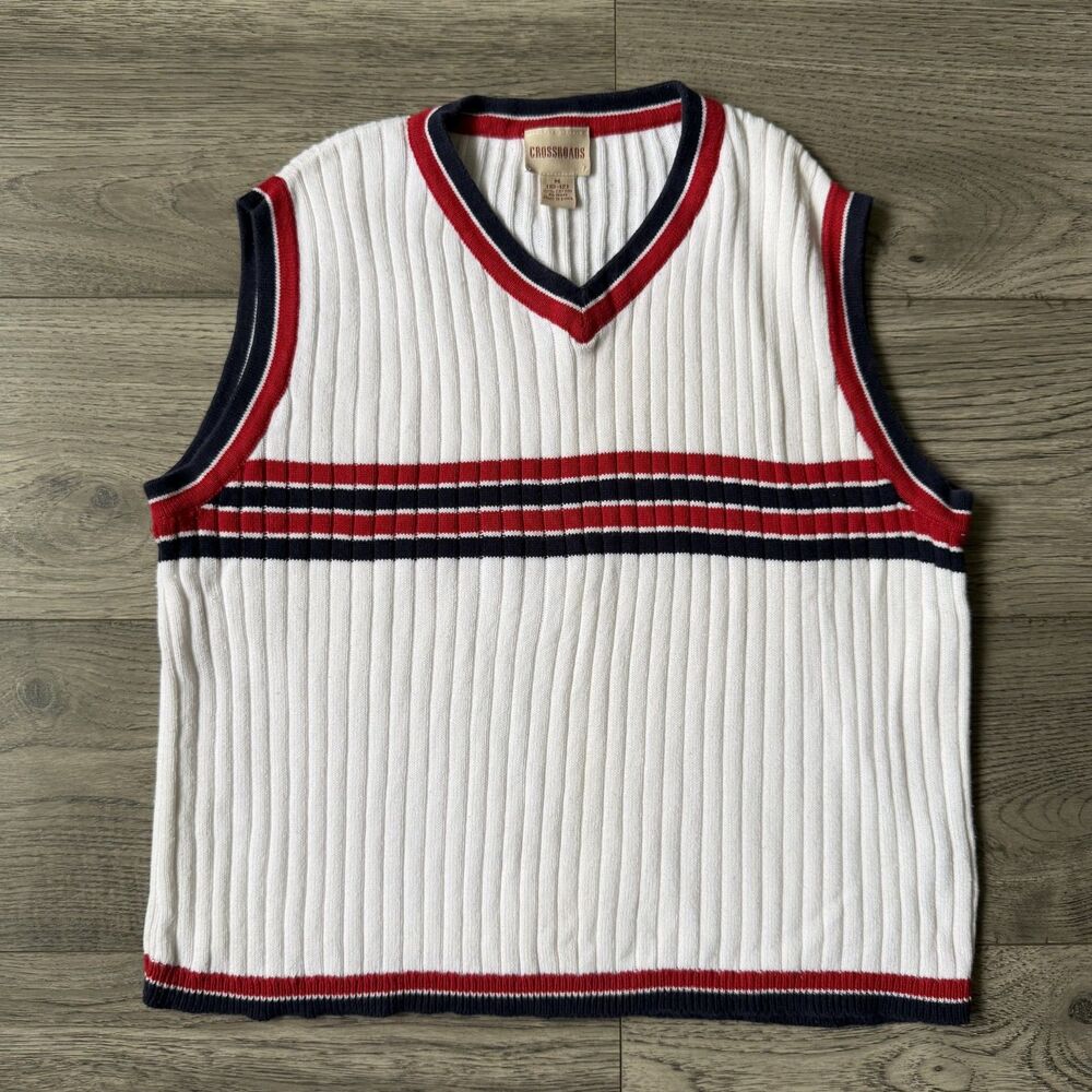 Vintage Crossroads‎ Ribbed Knit V-Neck Sweater Vest - Size Medium